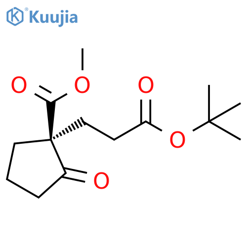 Cyclopentanepropanoic acid, 1-(methoxycarbonyl)-2-oxo-, 1,1-dimethylethyl ester, (1S)- structure