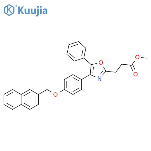 2-Oxazolepropanoic acid, 4-[4-(2-naphthalenylmethoxy)phenyl]-5-phenyl-, methyl ester structure
