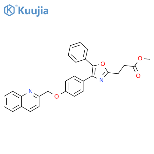 2-Oxazolepropanoic acid, 5-phenyl-4-[4-(2-quinolinylmethoxy)phenyl]-,methyl ester structure