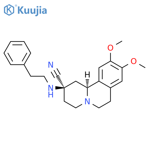 2H-Benzo[a]quinolizine-2-carbonitrile, 1,3,4,6,7,11b-hexahydro-9,10-dimethoxy-2-[(2-phenylethyl)amino]-, (2R,11bS)-rel- structure