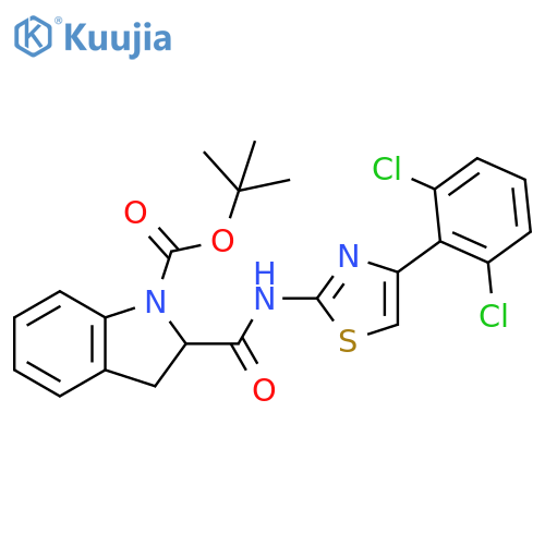 1H-Indole-1-carboxylic acid,2-[[[4-(2,6-dichlorophenyl)-2-thiazolyl]amino]carbonyl]-2,3-dihydro-,1,1-dimethylethyl ester structure