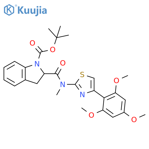 1H-Indole-1-carboxylic acid, 2,3-dihydro-2-[[methyl[4-(2,4,6-trimethoxyphenyl)-2-thiazolyl]amino]carbonyl]-, 1,1-dimethylethyl ester structure