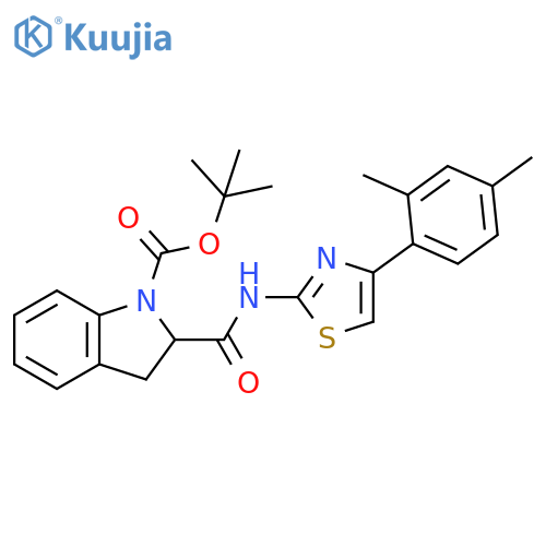 1H-Indole-1-carboxylic acid,2-[[[4-(2,4-dimethylphenyl)-2-thiazolyl]amino]carbonyl]-2,3-dihydro-,1,1-dimethylethyl ester structure