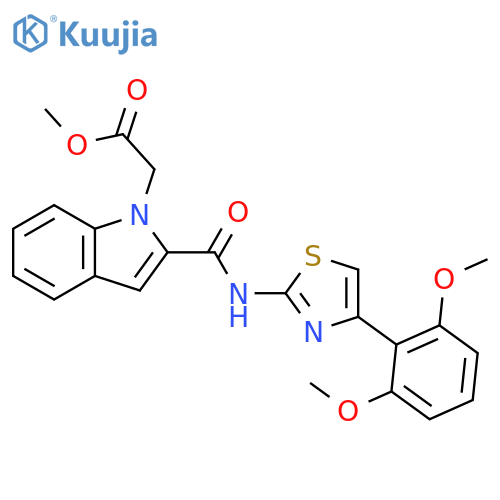 1H-Indole-1-acetic acid,2-[[[4-(2,6-dimethoxyphenyl)-2-thiazolyl]amino]carbonyl]-, methyl ester structure