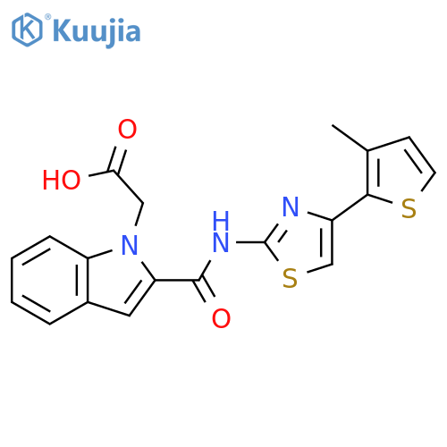 1H-Indole-1-acetic acid,2-[[[4-(3-methyl-2-thienyl)-2-thiazolyl]amino]carbonyl]- structure