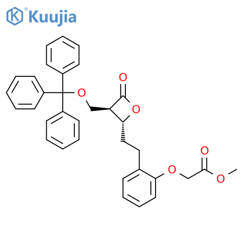 Acetic acid,[2-[2-[4-oxo-3-[(triphenylmethoxy)methyl]-2-oxetanyl]ethyl]phenoxy]-,methyl ester, trans- structure