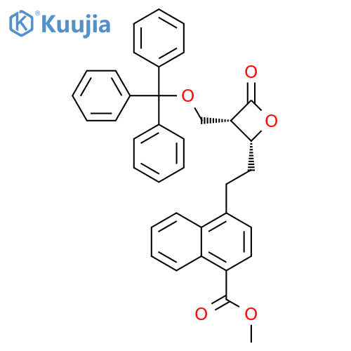 1-Naphthalenecarboxylic acid,4-[2-[4-oxo-3-[(triphenylmethoxy)methyl]-2-oxetanyl]ethyl]-, methyl ester,cis- structure