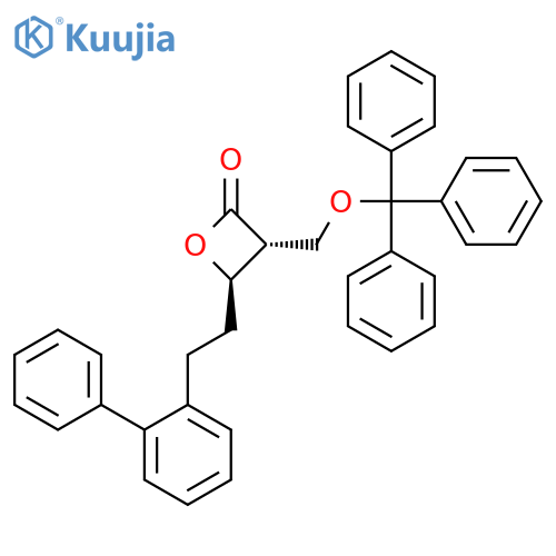 2-Oxetanone, 4-(2-[1,1'-biphenyl]-2-ylethyl)-3-[(triphenylmethoxy)methyl]-, trans- (9CI) structure
