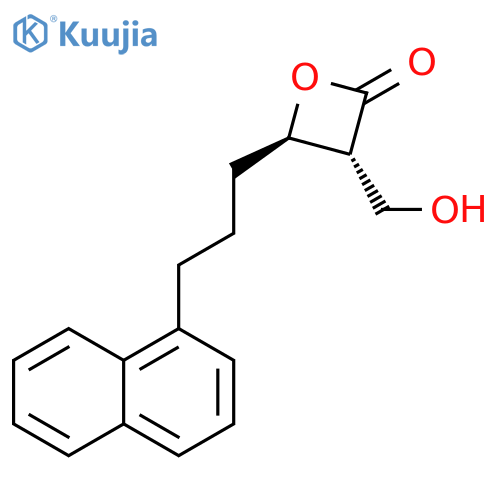 2-Oxetanone, 3-(hydroxymethyl)-4-[3-(1-naphthalenyl)propyl]-, trans- structure