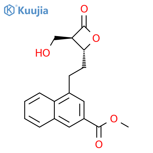 2-Naphthalenecarboxylic acid,4-[2-[3-(hydroxymethyl)-4-oxo-2-oxetanyl]ethyl]-, methyl ester, trans- structure