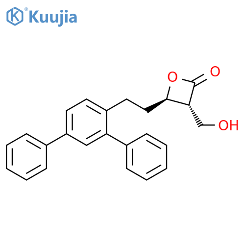 2-Oxetanone, 3-(hydroxymethyl)-4-(2-[1,1':3',1''-terphenyl]-4'-ylethyl)-,trans- structure