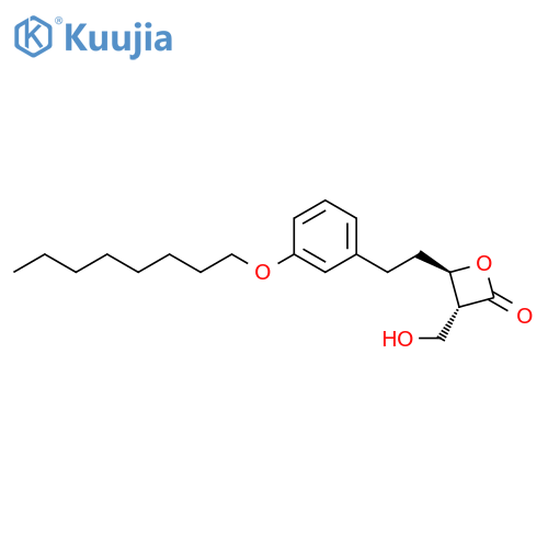 2-Oxetanone, 3-(hydroxymethyl)-4-[2-[3-(octyloxy)phenyl]ethyl]-, trans- structure