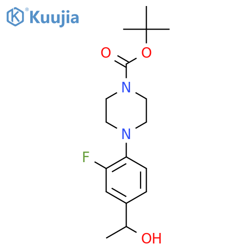 Tert-butyl 4-[2-fluoro-4-(1-hydroxyethyl)phenyl]piperazine-1-carboxylate structure