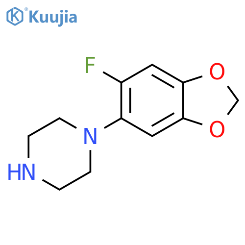 1-(6-fluoro-1,3-benzodioxol-5-yl)-Piperazine structure