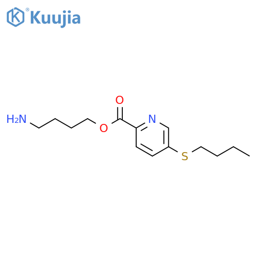 2-Pyridinecarboxylic acid, 5-(butylthio)-, 4-aminobutyl ester structure