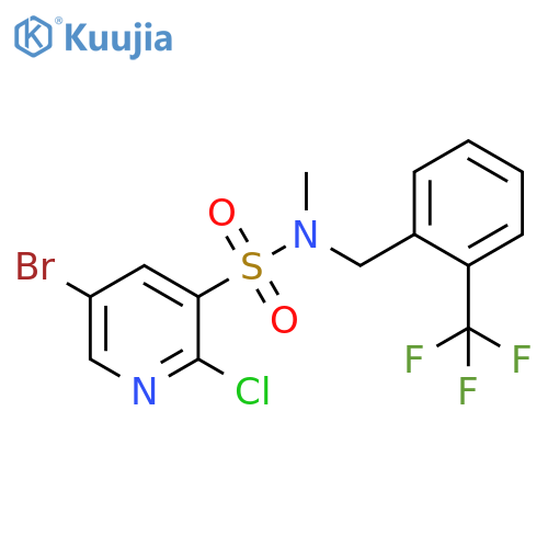 5-Bromo-2-chloro-N-methyl-N-[[2-(trifluoromethyl)phenyl]methyl]-3-pyridinesulfonamide structure