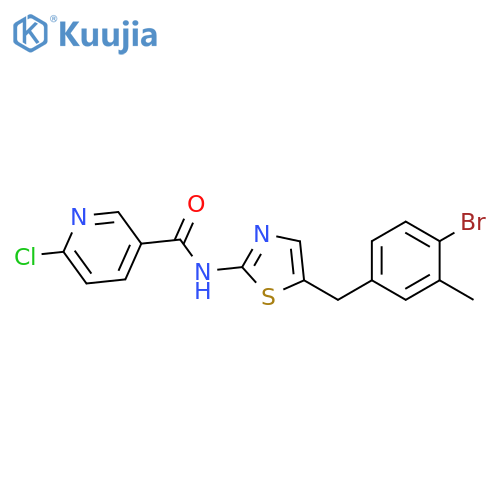 N-[5-[(4-Bromo-3-methylphenyl)methyl]-2-thiazolyl]-6-chloro-3-pyridinecarboxamide structure