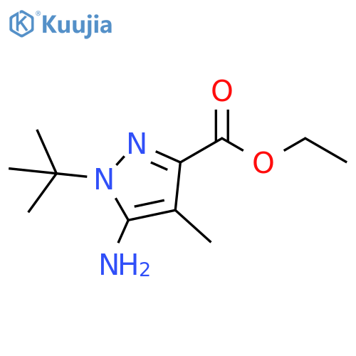 1H-Pyrazole-3-carboxylic acid, 5-amino-1-(1,1-dimethylethyl)-4-methyl-, ethyl ester structure