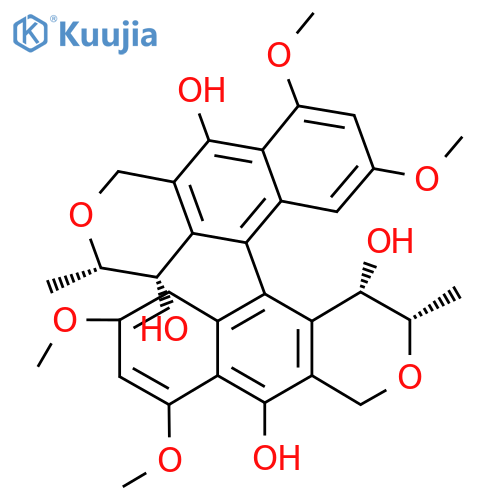 (3S,4S)-5-[(3S,4S)-4,10-dihydroxy-7,9-dimethoxy-3-methyl-3,4-dihydro-1H-benzo[g]isochromen-5-yl]-7,9-dimethoxy-3-methyl-3,4-dihydro-1H-benzo[g]isochromene-4,10-diol structure