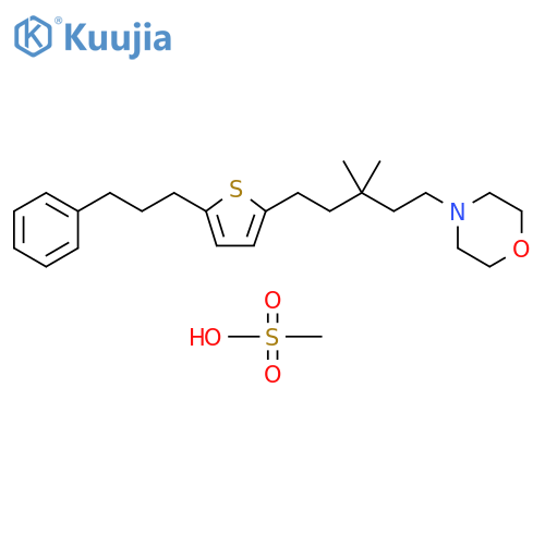 Morpholine, 4-[3,3-dimethyl-5-[5-(3-phenylpropyl)-2-thienyl]pentyl]-,methanesulfonate structure