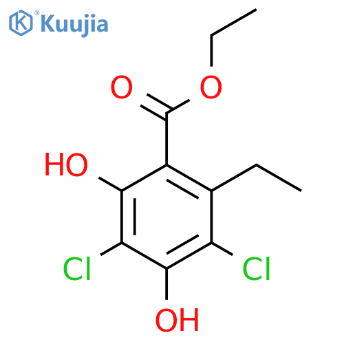 Ethyl 3,5-dichloro-2-ethyl-4,6-dihydroxybenzoate structure
