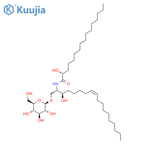 1-O-beta-GLUCOPYRANOSYL-(2S,3R,8Z)-2-N-((2'R)-HYDROXYPALMITOYL)-8-SPHINGENINE structure