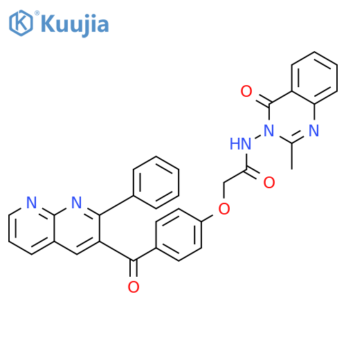 N-(2-methyl-4-oxoquinazolin-3(4H)-yl)-2-{4-[(2-phenyl-1,8-naphthyridin-3-yl)carbonyl]phenoxy}acetamide structure