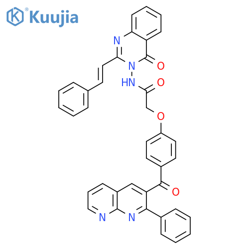 Acetamide,N-[4-oxo-2-(2-phenylethenyl)-3(4H)-quinazolinyl]-2-[4-[(2-phenyl-1,8-naphthyridin-3-yl)carbonyl]phenoxy]- structure