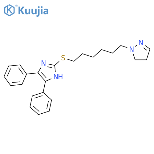 1H-Pyrazole, 1-[6-[(4,5-diphenyl-1H-imidazol-2-yl)thio]hexyl]- structure