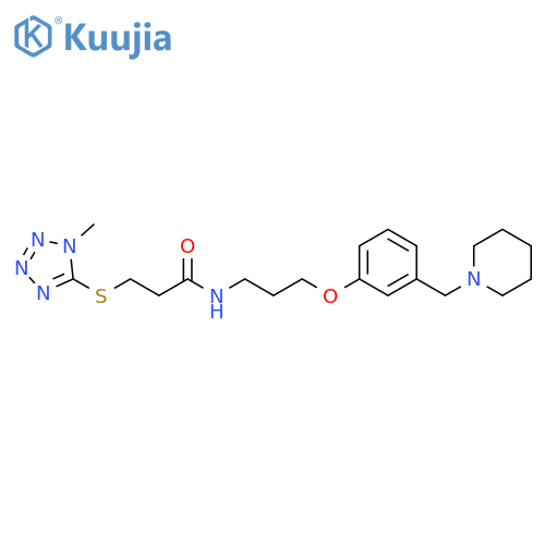 Propanamide,3-[(1-methyl-1H-tetrazol-5-yl)thio]-N-[3-[3-(1-piperidinylmethyl)phenoxy]propyl]- structure