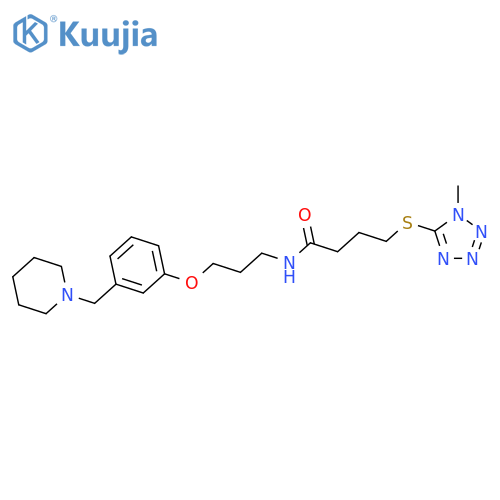 Butanamide,4-[(1-methyl-1H-tetrazol-5-yl)thio]-N-[3-[3-(1-piperidinylmethyl)phenoxy]propyl]-,hydrochloride (1:1) structure