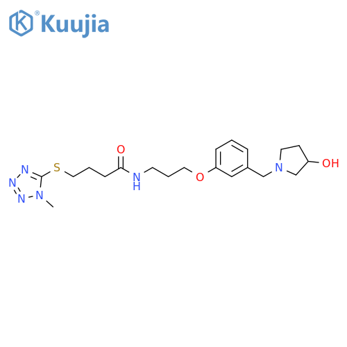 Butanamide,N-[3-[3-[(3-hydroxy-1-pyrrolidinyl)methyl]phenoxy]propyl]-4-[(1-methyl-1H-tetrazol-5-yl)thio]- structure