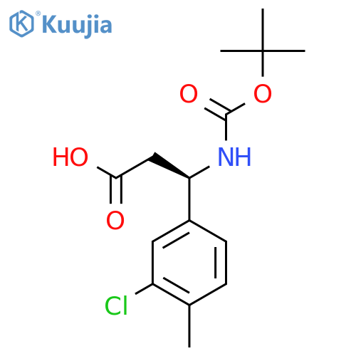 (3R)-3-{(tert-butoxy)carbonylamino}-3-(3-chloro-4-methylphenyl)propanoic acid structure
