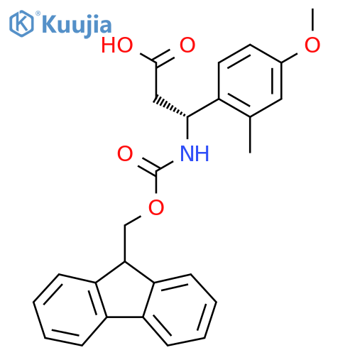 (3R)-3-({(9H-fluoren-9-yl)methoxycarbonyl}amino)-3-(4-methoxy-2-methylphenyl)propanoic acid structure