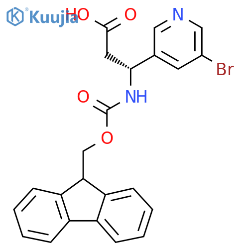 (3R)-3-(5-bromopyridin-3-yl)-3-({(9H-fluoren-9-yl)methoxycarbonyl}amino)propanoic acid structure