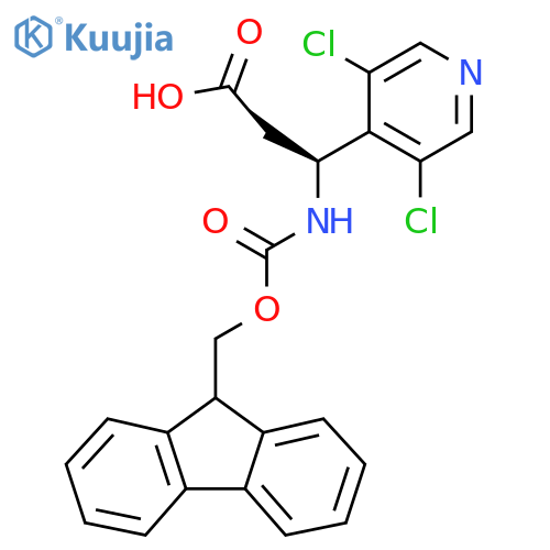 (3S)-3-(3,5-dichloropyridin-4-yl)-3-({(9H-fluoren-9-yl)methoxycarbonyl}amino)propanoic acid structure