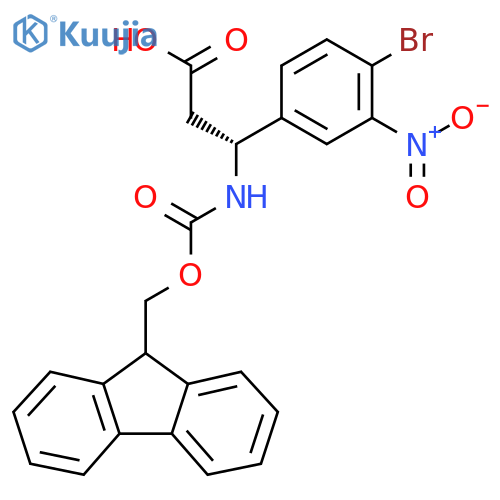 (3R)-3-(4-bromo-3-nitrophenyl)-3-({(9H-fluoren-9-yl)methoxycarbonyl}amino)propanoic acid structure
