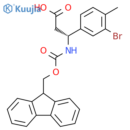 (3R)-3-(3-bromo-4-methylphenyl)-3-({(9H-fluoren-9-yl)methoxycarbonyl}amino)propanoic acid structure