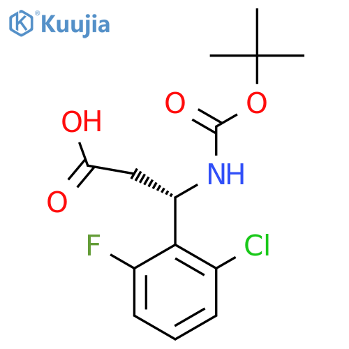 (3S)-3-{(tert-butoxy)carbonylamino}-3-(2-chloro-6-fluorophenyl)propanoic acid structure
