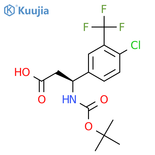 (3S)-3-{(tert-butoxy)carbonylamino}-3-4-chloro-3-(trifluoromethyl)phenylpropanoic acid structure