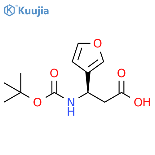 (3R)-3-{(tert-butoxy)carbonylamino}-3-(furan-3-yl)propanoic acid structure