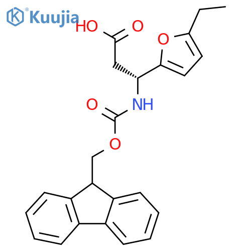 (3R)-3-(5-ethylfuran-2-yl)-3-({(9H-fluoren-9-yl)methoxycarbonyl}amino)propanoic acid structure