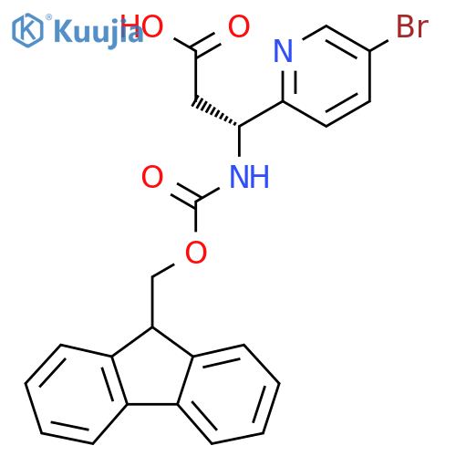 (3R)-3-(5-bromopyridin-2-yl)-3-({(9H-fluoren-9-yl)methoxycarbonyl}amino)propanoic acid structure