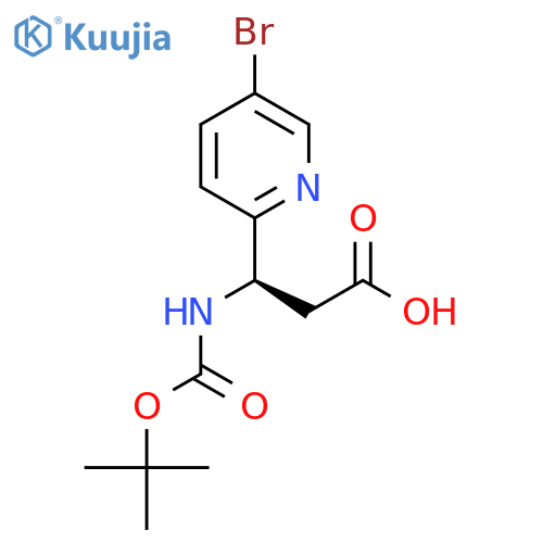 (3R)-3-(5-bromopyridin-2-yl)-3-{(tert-butoxy)carbonylamino}propanoic acid structure