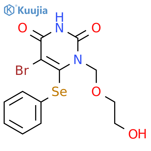 5-bromo-1-[(2-hydroxyethoxy)methyl]-6-(phenylselanyl)pyrimidine-2,4(1H,3H)-dione structure