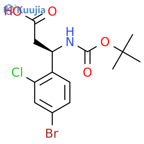 (3R)-3-(4-bromo-2-chlorophenyl)-3-{(tert-butoxy)carbonylamino}propanoic acid structure