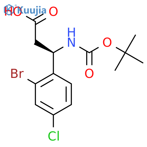 (3R)-3-(2-bromo-4-chlorophenyl)-3-{(tert-butoxy)carbonylamino}propanoic acid structure