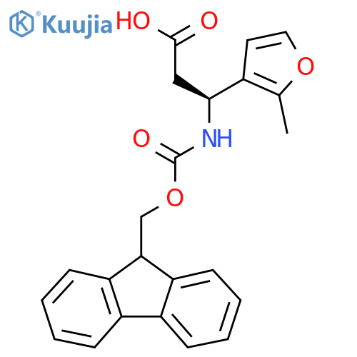 (3S)-3-({(9H-fluoren-9-yl)methoxycarbonyl}amino)-3-(2-methylfuran-3-yl)propanoic acid structure