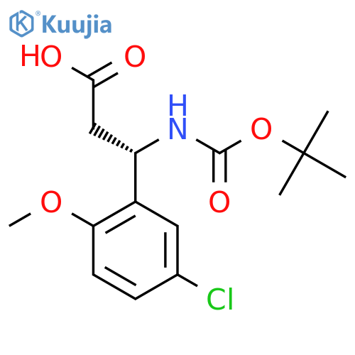 (3S)-3-{(tert-butoxy)carbonylamino}-3-(5-chloro-2-methoxyphenyl)propanoic acid structure