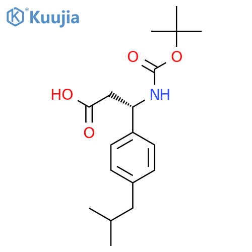 (3S)-3-{(tert-butoxy)carbonylamino}-3-4-(2-methylpropyl)phenylpropanoic acid structure